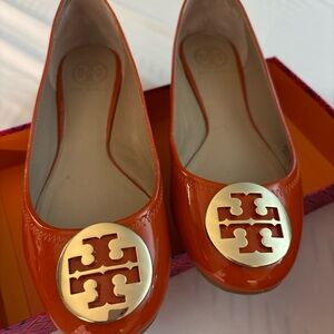 Tory Burch Equestrian Orange Reva Ballet Flats